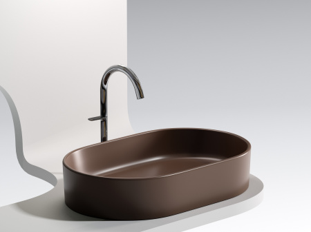 Умывальник чаша накладная овальная Ceramicanova Element 608*385*122мм, Темно-коричневый матовый, CN6048MDB