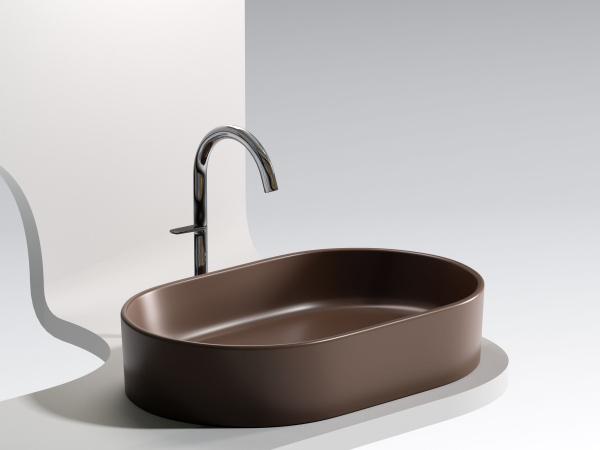 Умывальник чаша накладная овальная Ceramicanova Element 608*385*122мм, Темно-коричневый матовый, CN6048MDB