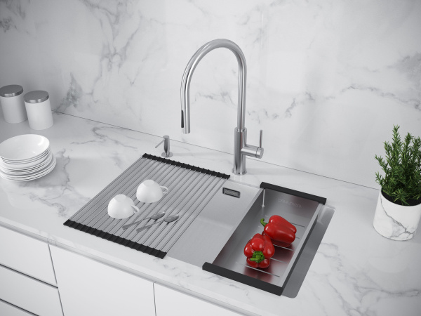 Мойка Paulmark LUMI 74 UNI-SKEW LU74SK-WH 740х440х210 мм, IT-GRANIT, белый