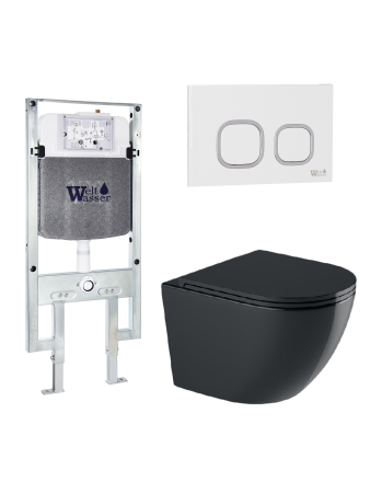 Комплект инсталляции с унитазом Weltwasser AMBERG 497 ST + MERZBACH 041 XL MT-BL + AMBERG RD-WT