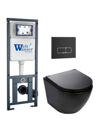 Комплект инсталляции с унитазом Weltwasser MARBERG 410 + MERZBACH 043 MT-BL + MAR 410 SE MT-BL