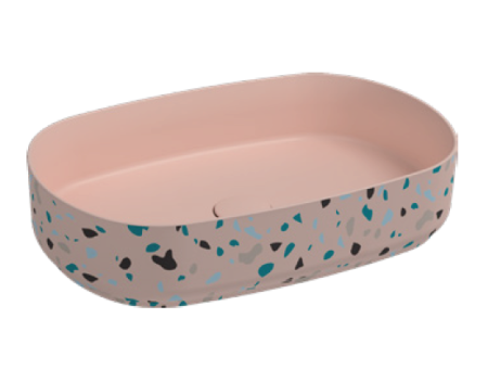 Раковина ISVEA Infinity накладная 550*360*120 цвет лососевый матовый Terrazzo 10NF65055SV-2S-TRZ