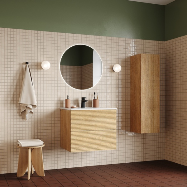 Тумба с умывальником IDDIS Bild подвесная, 60 см, дуб светлый (BIL60V0i95K)