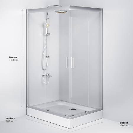 W90G-404-120290-MT Gem Twin Slide 120x90. Душевое ограждение AM.PM,120x90, профиль мат хром, стекло прозрачное