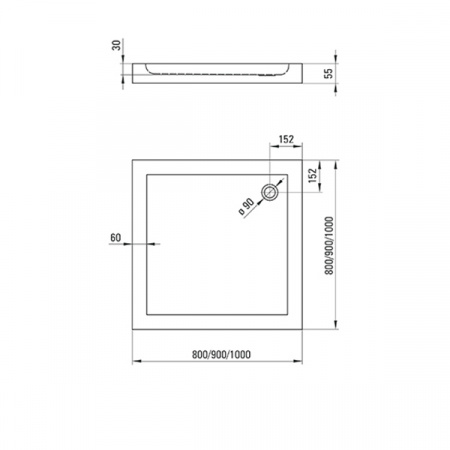 Поддон квадратный Deante Minimal KTN_041B 90х90х5,5см