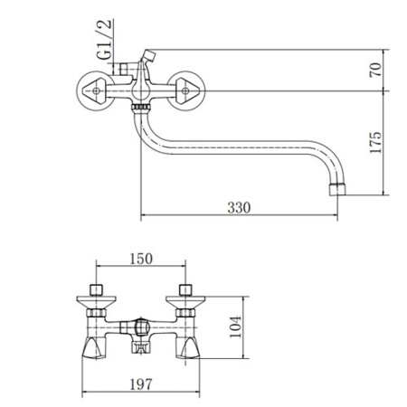 Смеситель для ванны FASHUN A2211-2, хром