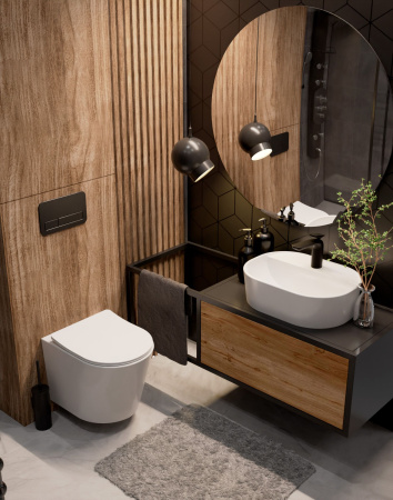 AQM2001 Унитаз подвесной с сиденьем SoftClose, технология смыва Rimless, скрытый крепеж. 515x355x365