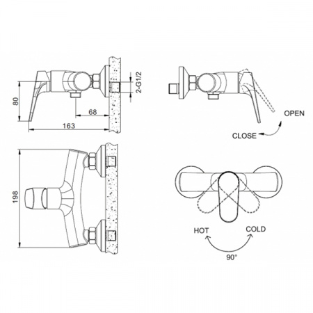 Смеситель для душа Bravat Eier F9191238CP-01