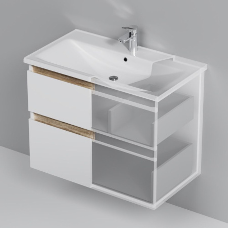 M85AFHX0802WG X-Joy База под раковину AM.PM, подвесная, 80 см, 2 ящика, белый глянец