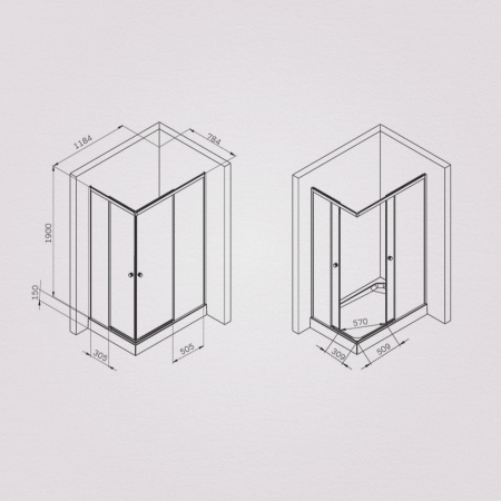 W94G-403-12080-MТ Душевое ограждение AM.PM X-Joy Square Slide 120х80, мат хром, прозрачное
