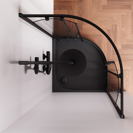 W90G-401-090BT Душевое ограждение AM.PM Gem 1/4 Rond 90x90 стекло прозрачное, профиль черный матовый