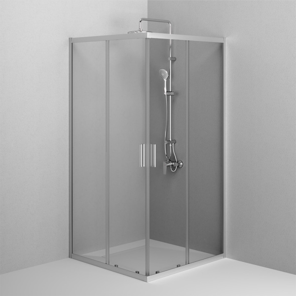 W90G-403-100100-MT Gem Душевое ограждение AM.PM квадратн.,раздвиж.двери 100x100 хром мат.,стекло прозрачное