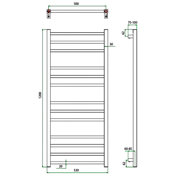 Полотенцесушитель ГРОТА ESTRO 53/120