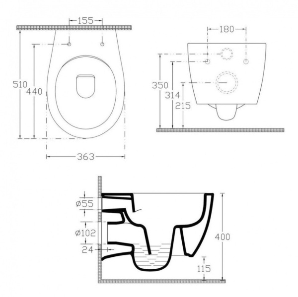 Унитаз ISVEA Sentimenti подвесной 363*510*400 -белый 10AR02007SV