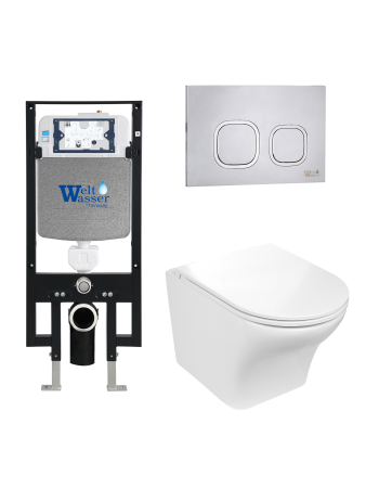 Унитаз с инсталляцией WeltWasser AMBERG 497 + ODENBACH 004 GL-WT + AMBERG RD-MT CR