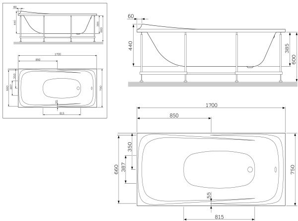 Каркас для ванны AM.PM Sensation W30A-170-075W-R 170х75 см