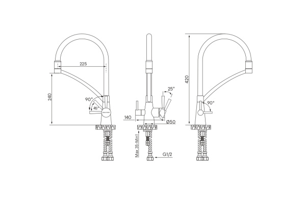Смеситель для кухни Paulmark SIЕGEN Si213111-GM, вороненая сталь