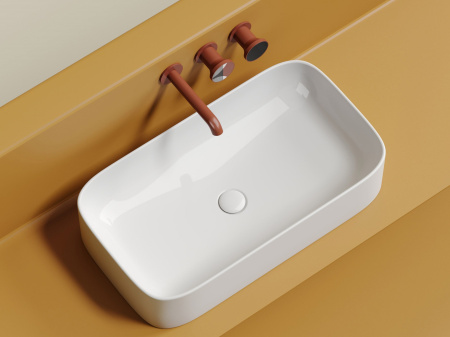 Умывальник чаша накладная прямоугольная Ceramicanova Element 705*380*150мм, белый, CN6054