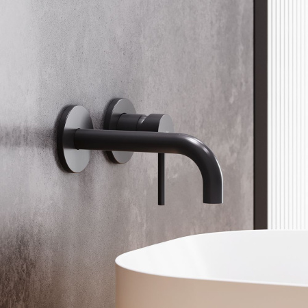 360260300 Scandinavian Pure Смеситель для умывальника Damixa монтируемый в стену, чёрный