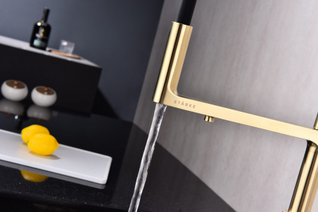 Смеситель для кухни Paulmark TORNADO To213402-SBG, светлое брашированное золото