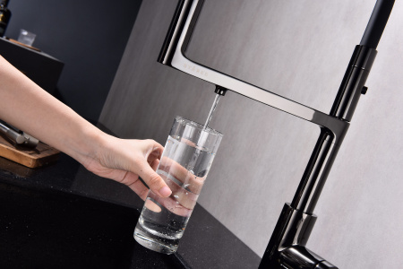 Смеситель для кухни Paulmark TORNADO To213402-GB, глянцевый черный