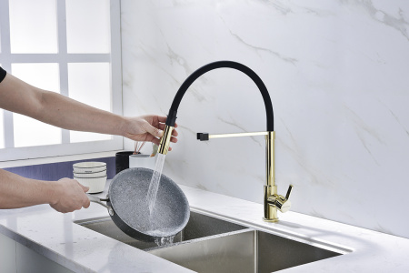 Смеситель для кухни Paulmark HALT Ha214021-G, золото