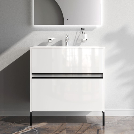 M7BFUX0802WG Sense База под раковину AM.PM, универсальная, 80 см, 2 ящика, белый глянец