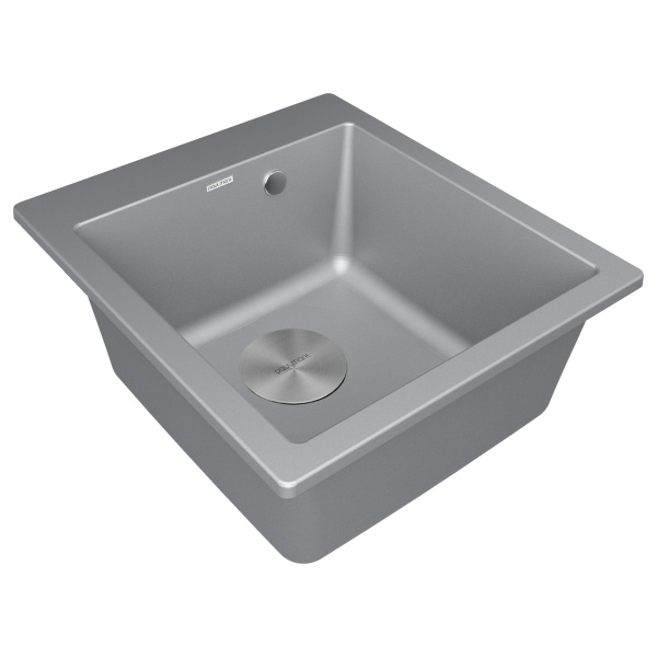 Мойка Paulmark KANTE 45 PM104651-GRM 510х465х200 мм, IT-GRANIT, серый металлик