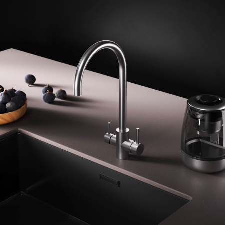 F85B07711 X-Joy S, Смеситель для кухни AM.PM с С-изливом с каналом для питьевой воды, сатин