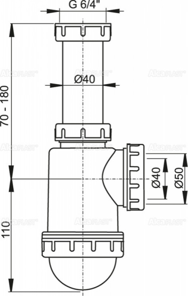 Сифон для мойки AlcaPlast A443-DN50/40