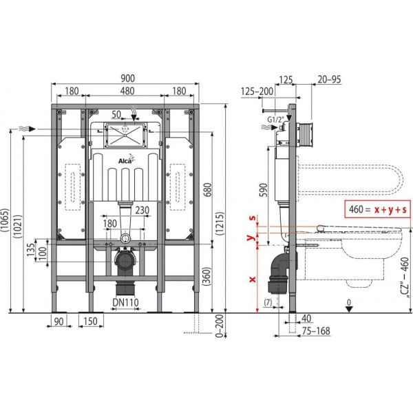 Инсталляция для унитаза AlcaPlast AM101/1300H Sadromodul