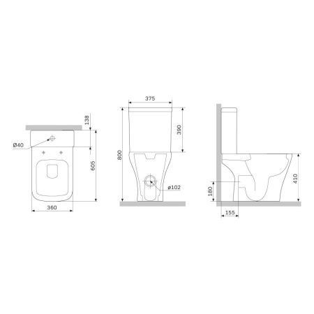 C908601SC Gem унитазкомпакт  без ободка с сиденьем микролифт