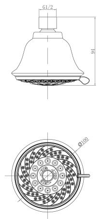 Лейка Lemark LM8040C для верхнего душа, 5-функциональная