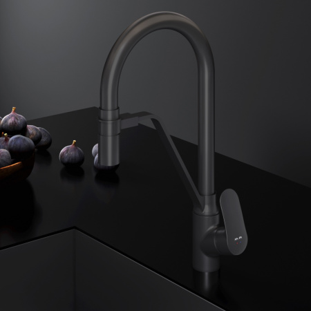 F8007822 Like, Смеситель для кухни AM.PM с каналом для питьевой воды и гибким изливом, черный