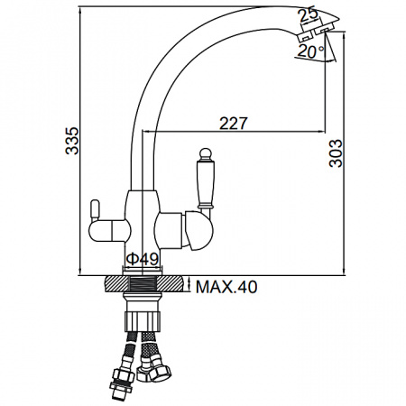 Смеситель для мойки со встроенным фильтром (краном) под питьевую воду Ledeme L4455-3