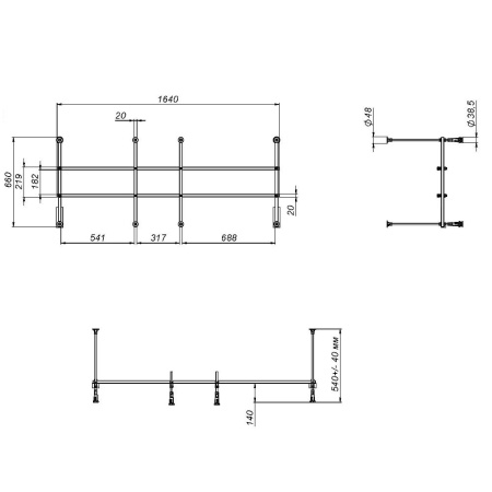 W01A-170-070W-R Разборный каркас для ванны 170х70 см