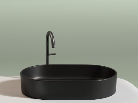 Умывальник чаша накладная овальная Ceramicanova Element 608*385*122мм, Черный матовый, CN6048MB