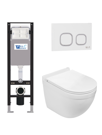 Комплект инсталляции с унитазом Weltwasser AMBERG 350 + HEIMBACH 043 GL-WT + AMBERG RD-WT
