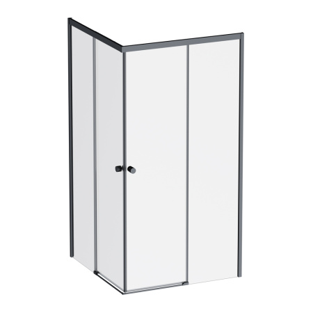 W94G-403-100100-BT1K X-joy Душевое ограждение AM.PM квадратное,раздвиж.двери 100x100 черный мат.