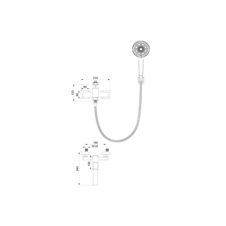 Смеситель для ванны с душем WONZON & WOGHAND, Черный матовый (WW-88639010-MB)