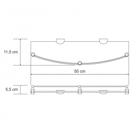 Полка стеклянная с бортиком WasserKRAFT Kammel K-8344