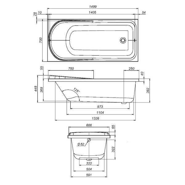 W80A-150-070W-R Like, каркас для ванны A0 150х70 см, шт