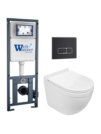 Комплект инсталляции с унитазом Weltwasser MARBERG 410 + HEIMBACH 043 GL-WT + MAR 410 SE MT-BL