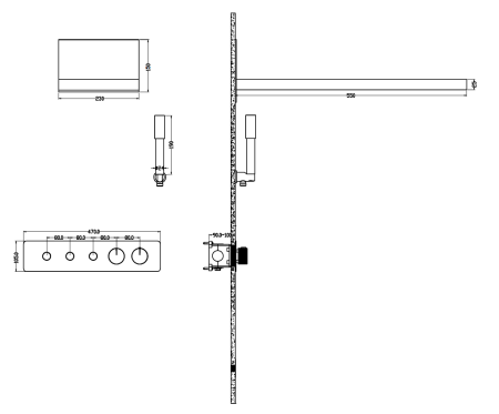 Встроенная душевая система Boheme Fusion с термостатом, трехпозиционная BLACK, 131-B