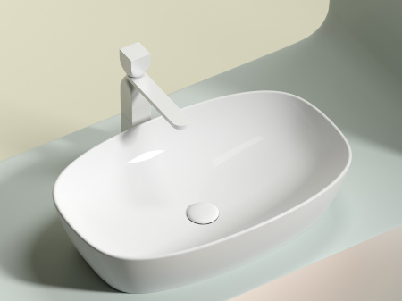 Умывальник чаша накладная овальная Ceramicanova Element 600*380*138мм, Белый, CN6049