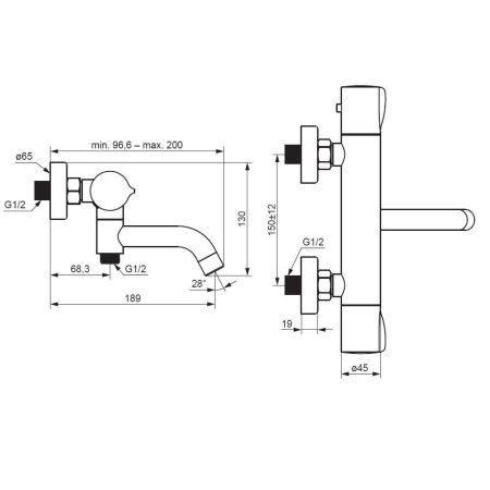 363000300 Scandinavian Pure термостатический Смеситель для ванны и душа AM.PM, чёрный