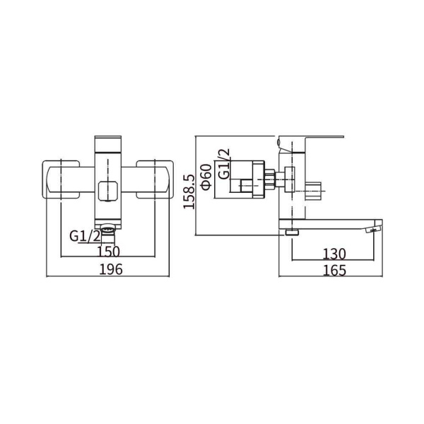 Смеситель для ванны FASHUN A53002-7, черный