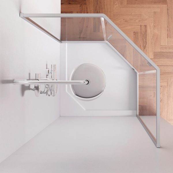 W90G-405-090MT Душевое ограждение AM.PM Gem 5-corner Pivot 90x90 стекло прозрачное, профиль матовый хром