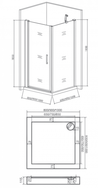 Душевой уголок Good Door PANDORA CR-80-С-CH прозрачное стекло