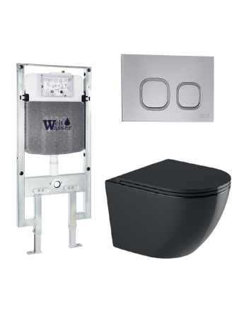Комплект инсталляции с унитазом Weltwasser AMBERG 497 ST + MERZBACH 043 GL-BL + AMBERG RD-CR